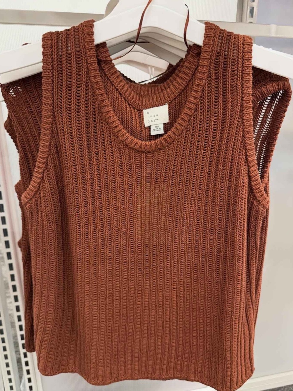 Sleeveless Rib Knit Top - Rusty Brown
